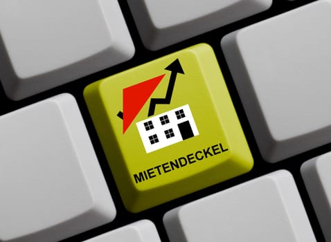 Computer keyboard showing Rent cover in german language - 3D illustration
