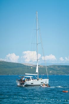 Sailboat on the Adriatic Sea off the coast of the island of Krk in Croatia