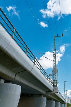 Concrete railroad bridge near the village Biederitz in Germany