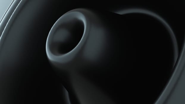Abstract black shape with impulse circular waves, computer generated. 3d rendering of fractal background