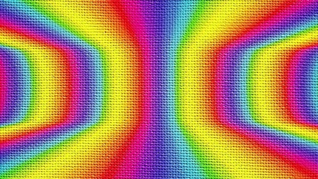Bright circular stains with 3d render spots and stripes. Tracery on burlap with fuzzy rings and blurry gradient. Abstract decorative installation with modern hypnotic drawning.