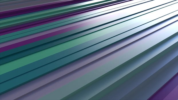 Straight stripes with futuristic 3d render gradient. Minimalistic industrial design of paint flows and interior trellises. Striped decor with trendy prints for advertising and presentations.