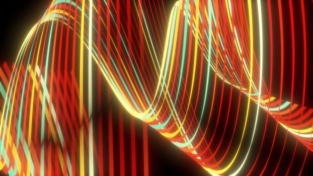 Abstract spiral rotating glow lines, computer generated background, 3D rendering background.