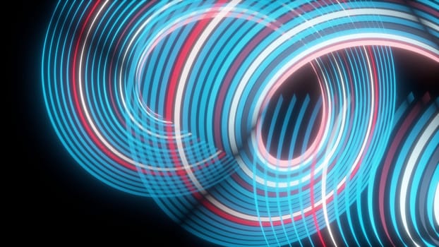 Abstract spiral rotating glow lines, computer generated background, 3D rendering background.