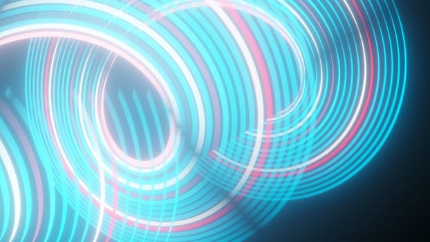 Abstract spiral rotating glow lines, computer generated background, 3D rendering background.