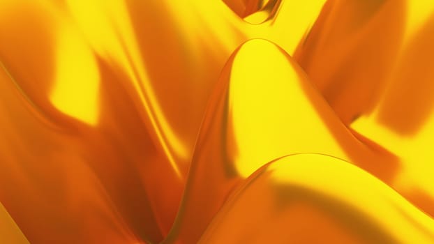 Dynamic bursts with 3d render with bright gradient and glow. Wavy textures on luxurious surface with golden highlights. Futuristic sea at dazzling blurred sunset.