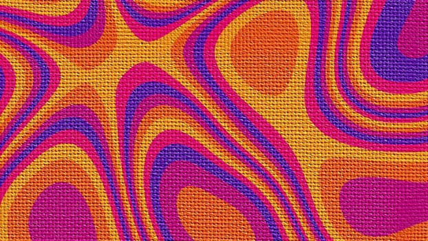 Bright circular stains with 3d render spots and stripes. Tracery on burlap with fuzzy rings and blurry gradient. Abstract decorative installation with modern hypnotic drawning.