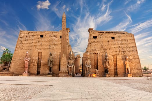 World famous Luxor Temple, view of the main entrance, Egypt.