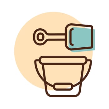 Child pail and shovel vector icon. Graph symbol for children and newborn babies web site and apps design, logo, app, UI