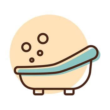 Cute litte baby bath vector icon. Graph symbol for children and newborn babies web site and apps design, logo, app, UI