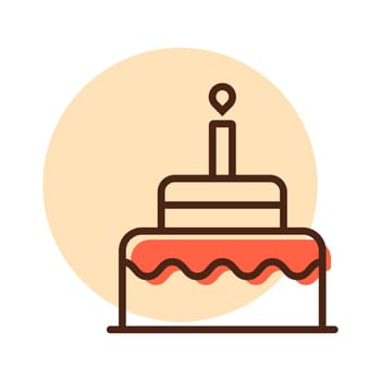 Birthday cake vector isolated icon. Graph symbol for children and newborn babies web site and apps design, logo, app, UI