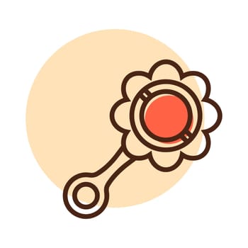 Baby rattle toy vector isolated icon. Graph symbol for children and newborn babies web site and apps design, logo, app, UI