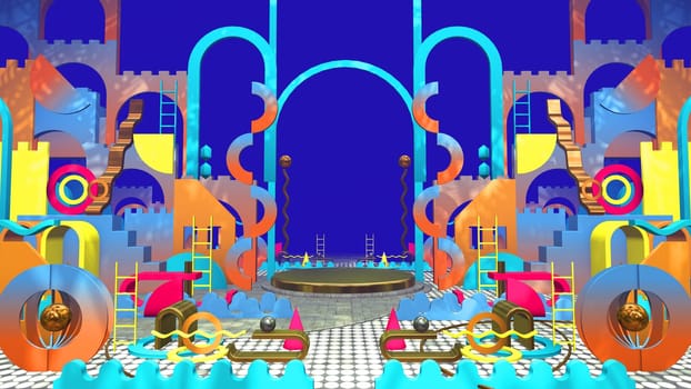 3D illustration Background for advertising and wallpaper in flat art style and abstract scene. 3D rendering in decorative concept.