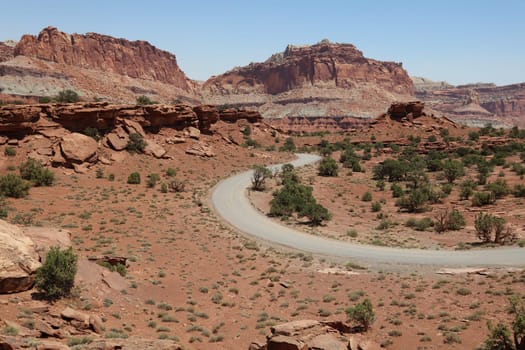 Road to Capitol Reef National Park in Utah. United States