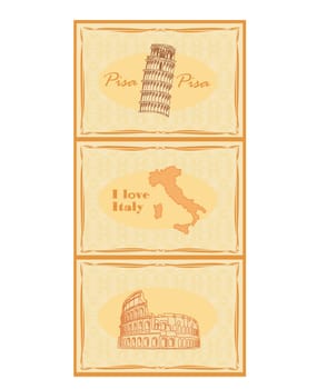 italian monuments icon - set of vintage ornamental cards