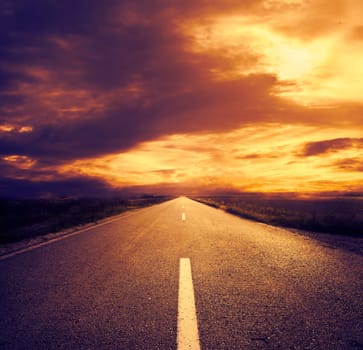 Dramatic sky above highway