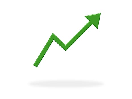 Green Arrow showing upwards - icon with shadow