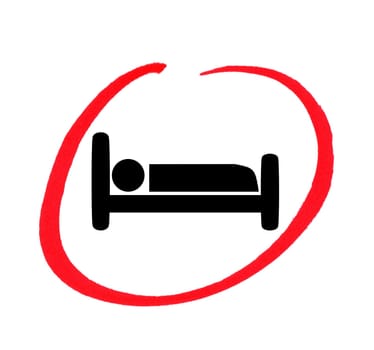 Bed icon with hand drawn red circle - Hotel