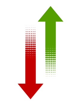 Gradient arrows red and green showing up and down