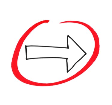 Arrow icon with hand drawn red circle - Direction