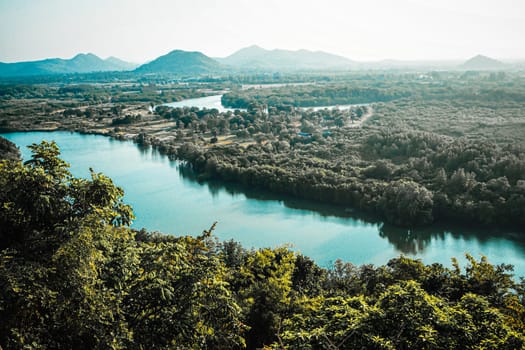 Aerial top view forest, Texture of  mangrove forest view from above nature mountain background