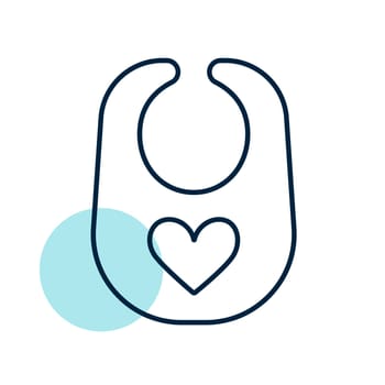 Baby bib vector icon. Graph symbol for children and newborn babies web site and apps design, logo, app, UI