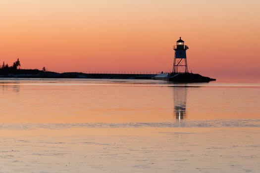 It's still winter here in the harbor at Grand Marais