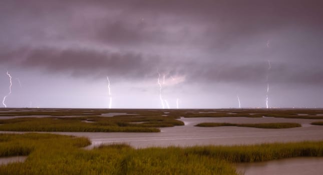 Marshy area in the Gulf of Mexico gets hammered by storms