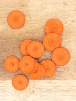 A close up shot of sliced carrots