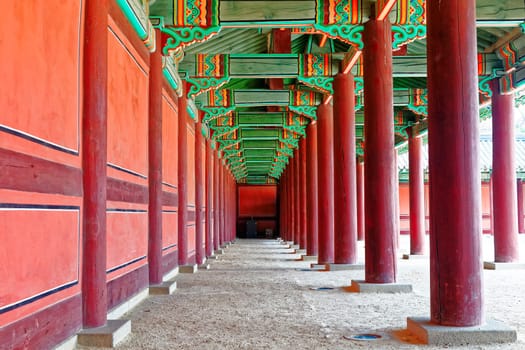 hallway in the korean ancient palace, seoul