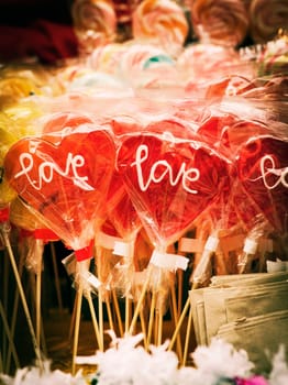 Heart shaped lollipop in retro style