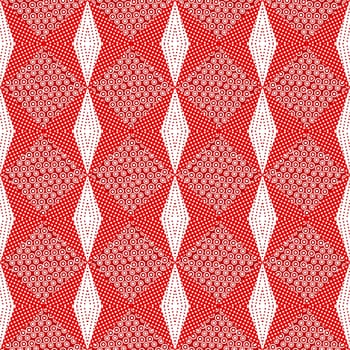 Geometric seamless pattern with circles, dots and tablecloth print