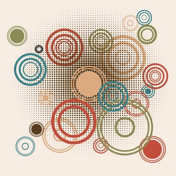 Vintage geometric background with circles and dots