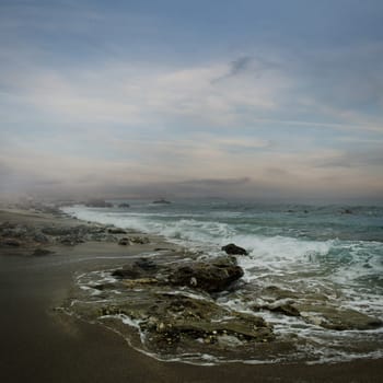 Beautiful landscape with sea waves