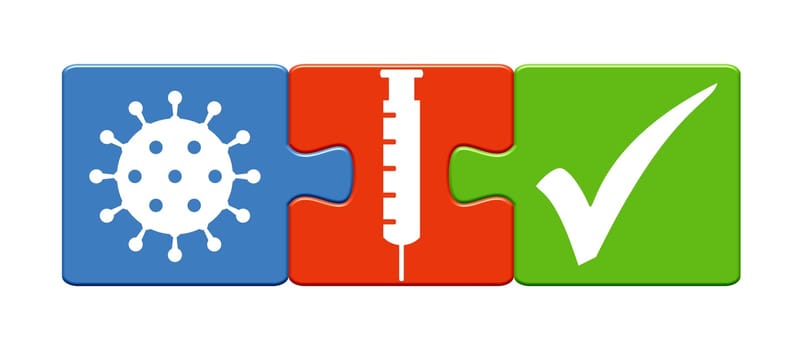 Coronavirus Vaccination - Puzzle Button showing vaccinated