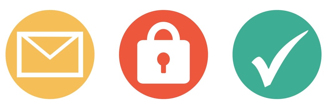 3 colorful buttons showing E-Mail encryption and secure communication