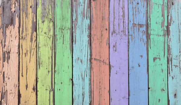 Old colorful wood planks or wooden wall