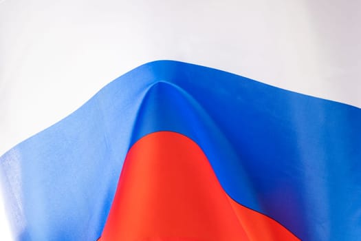 Waving colorful national flag of russia. Russian-Ukrainian conflict concept
