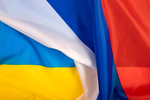 Flags of Russia and Ukraine. Russian-Ukrainian war