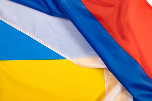 Flags of Russia and Ukraine. Russian-Ukrainian conflict.