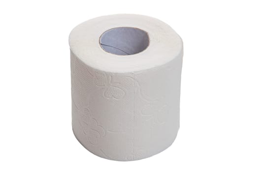 toilet paper roll on isolated white background, copy space. High quality photo