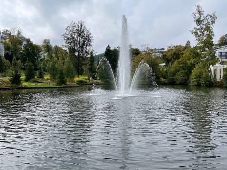 Spa park with fountain in the spa town of Bad Schwalbach in Hesse. Spa park with fountain in the spa town of Bad Schwalbach in Hesse.