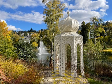 Spa park with fountain in the spa town of Bad Schwalbach in Hesse. Spa park with fountain in the spa town of Bad Schwalbach in Hesse.
