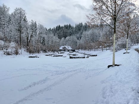 Spa park with fountain in winter,in the spa town of Bad Schwalbach in Hesse. Spa park with fountain in winter,in the spa town of Bad Schwalbach in Hesse.