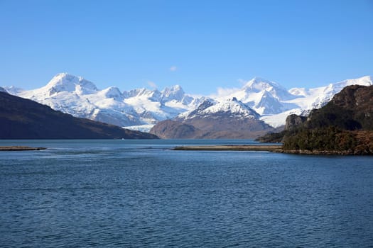 Ainsworth Bay and Marinelli Glacier in Patagonia. Chile