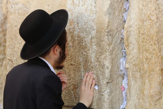 Jewish Prayer at the Wailing Wall in Jerusalem. Israel