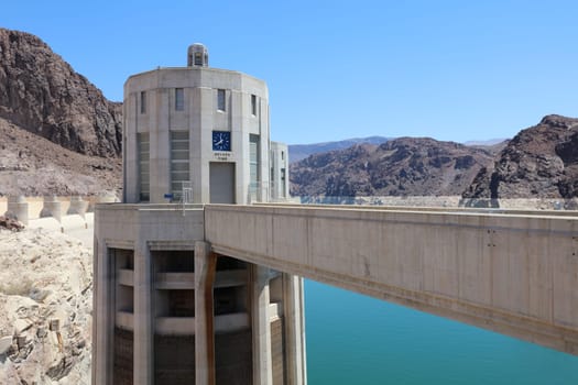 Hoover Dam on Colorado River at the Stateline of Nevada-Arizona. USA