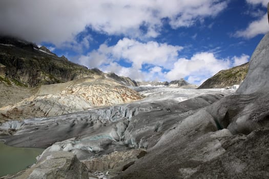 Rhone Glacier in the Swiss Alps. Switzerland. Europe
