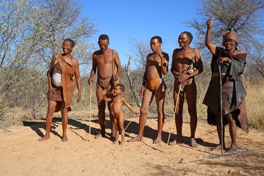 Nharo Bushman (Nharo-San) at their Village near Gobabis in Namibia. Africa