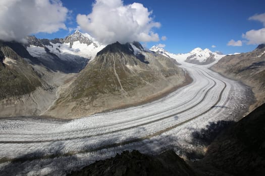Aletsch Glacier in Bernese Oberland. Switzerland. Europe